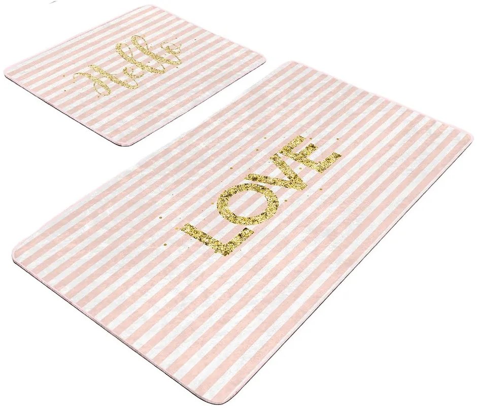 Różowe aksamitne dywaniki łazienkowe zestaw 2 szt. 60x100 cm Love – Mila Home