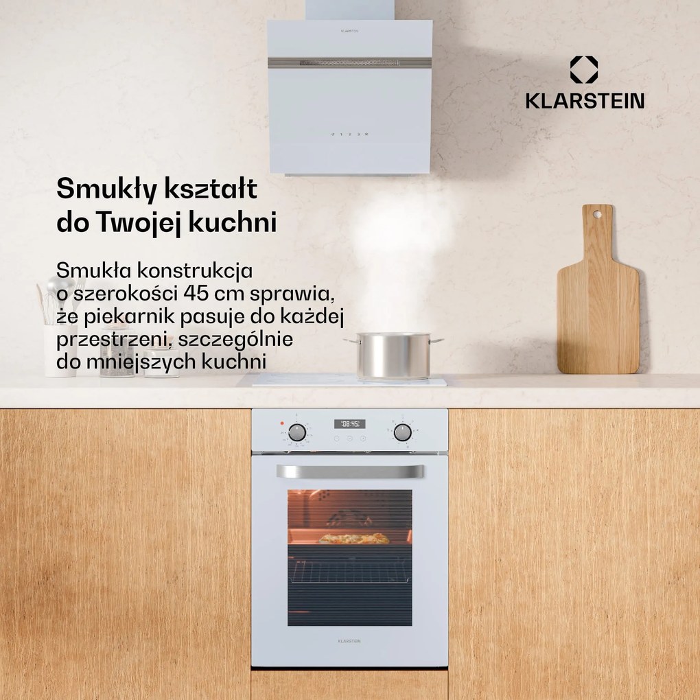 Klarstein SmartSlim 45cm 49L Wąski Piekarnik do Zabudowy​ Biały