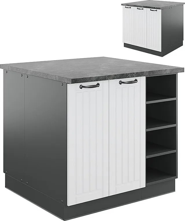 Wyspa kuchenna biały dworek/antracyt 90x60x82 fame-line