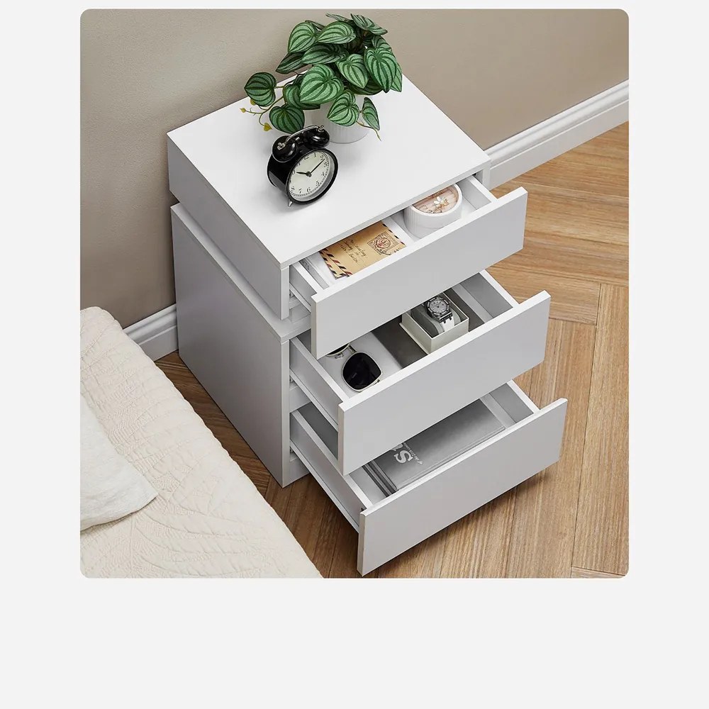 Szafka nocna DAVY z podświetleniem, 40x35x55cm, biała Vasagle