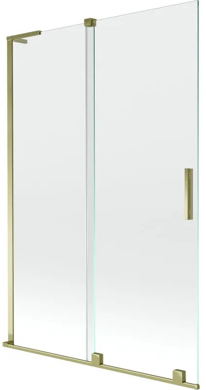 Mexen Velar L parawan nawannowy 2-skrzydłowy rozsuwany 120 x 150 cm, transparent, złoty - 896-120-003-01-50