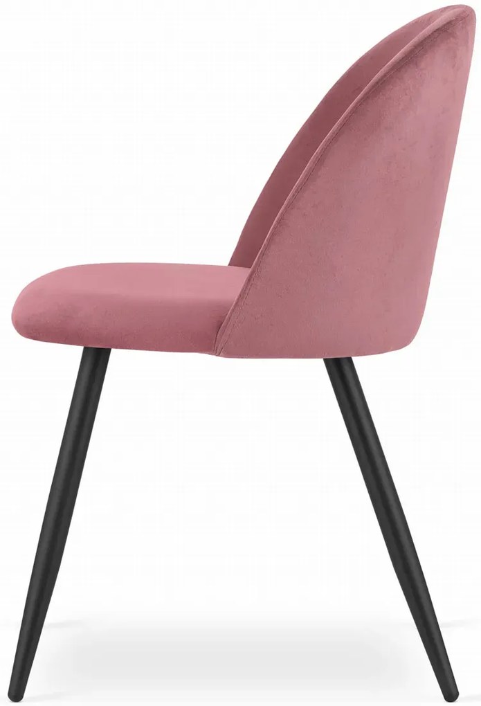 Metalowe ciemnoróżowe tapicerowane krzesło welurem P9-E06