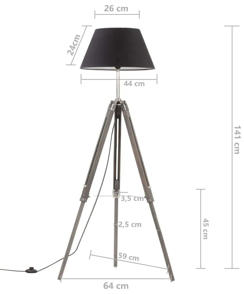 Czarno-złota drewniana lampa podłogowa trójnóg - EX199 H2-C14