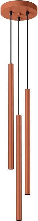 Lampa Wisząca Nowoczesny Pastelo, Stal - 3 Źródło - L.19.5 X H.104 Cm - Ochra Czerwona