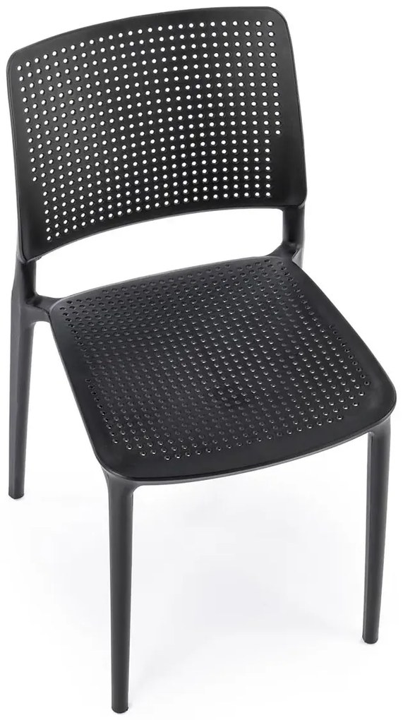 Czarne ażurowe krzesło sztaplowane do ogrodu Z2-F00