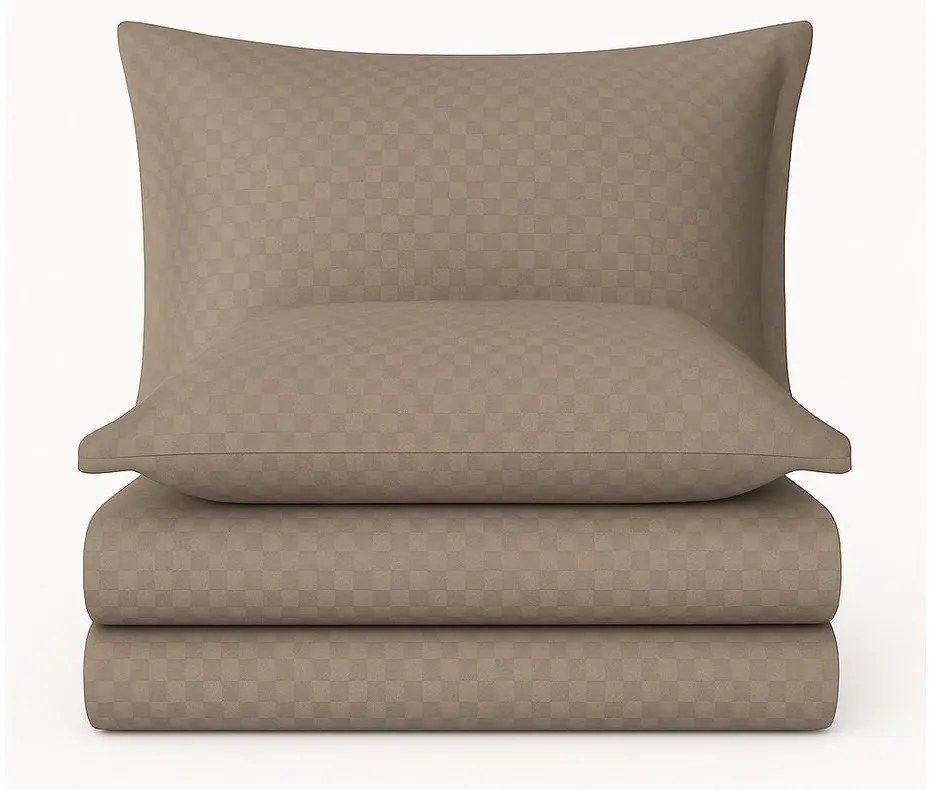Brązowa pościel jednoosobowa z bawełny renforcé 140x200 cm Checkered – Mila Home Luxury