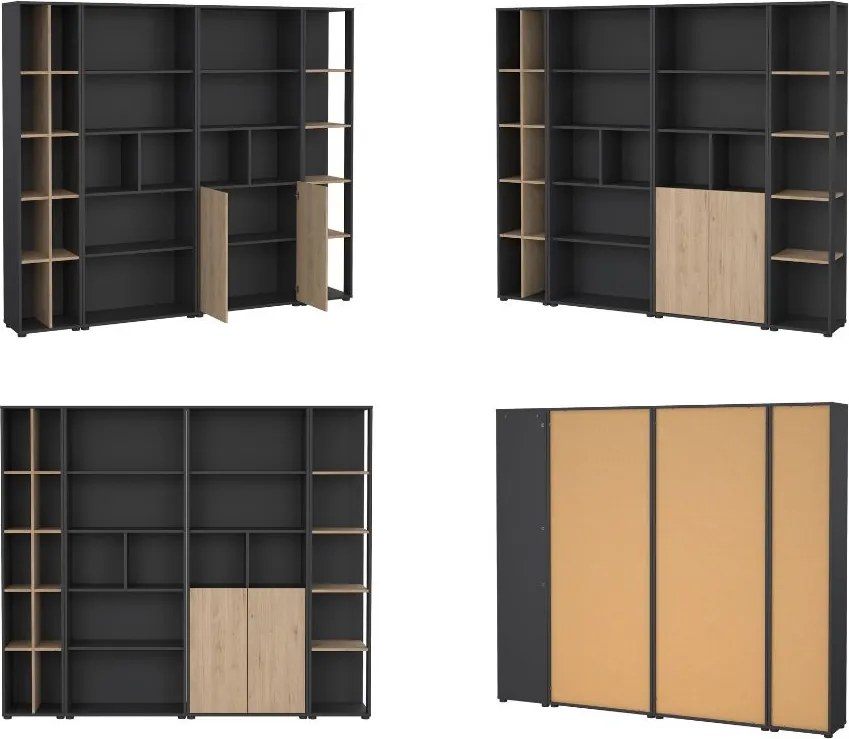 Zestaw mebli do biura loft Sign jackson hickory/szary mat