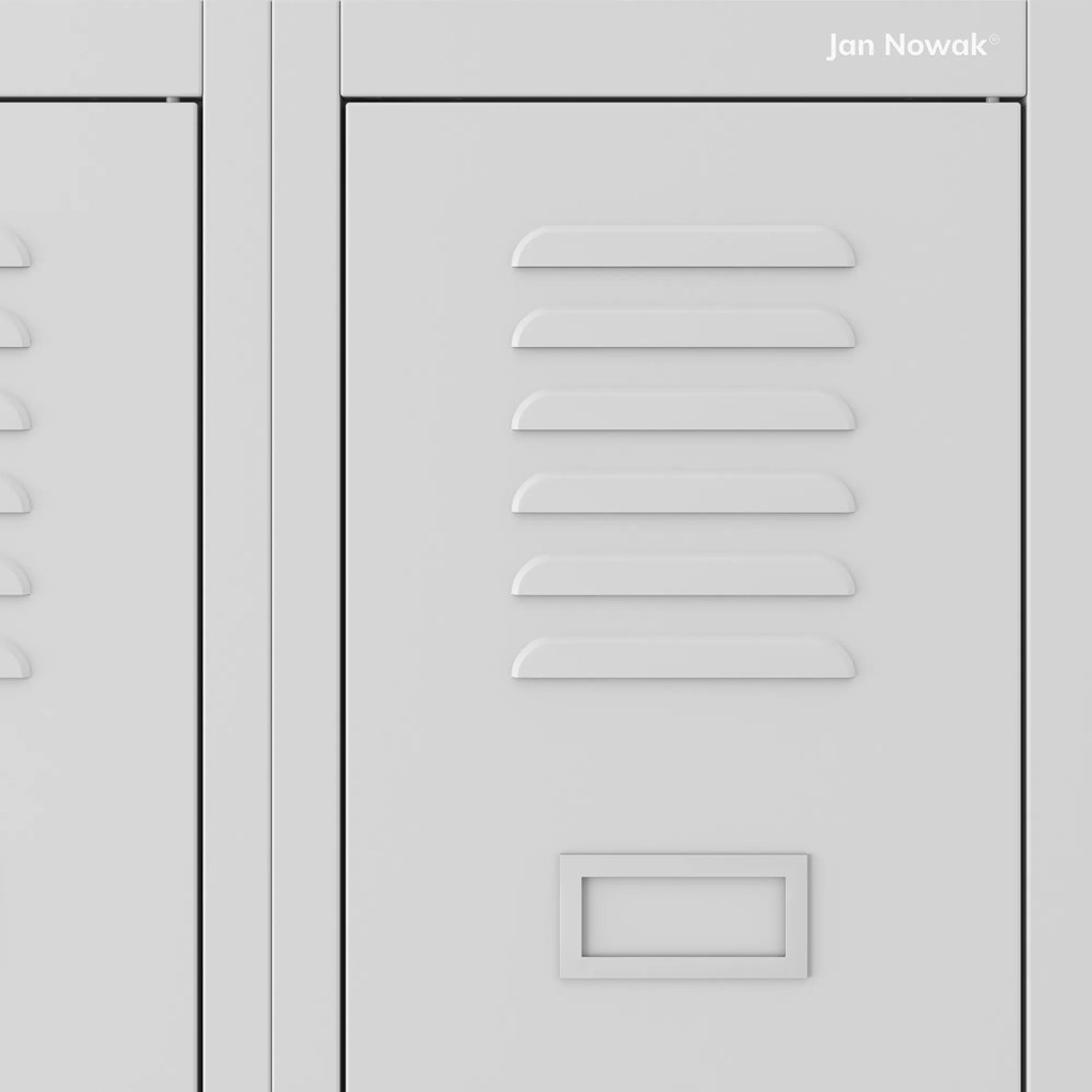 Szafka pracownicza metalowa czterokomorowa szara: KACPER II, 600 x 1800 x 500 mm