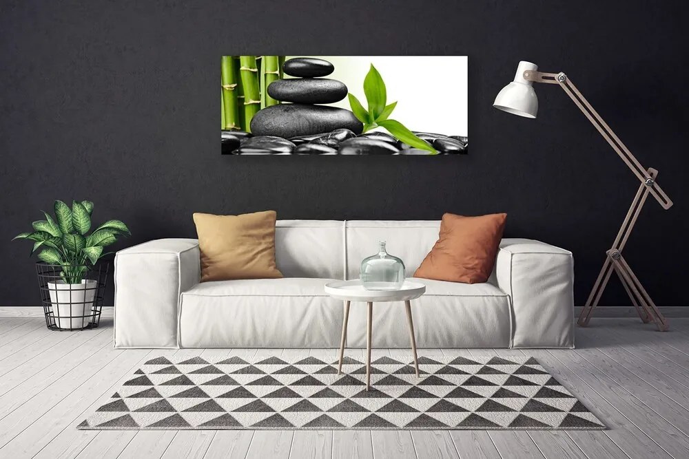 Obraz drukowany na płótnie Harmonia Natury: Kamienie i Liście