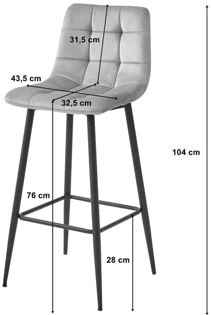 Welurowy granatowy tapicerowany hoker z oparciem F4-G62