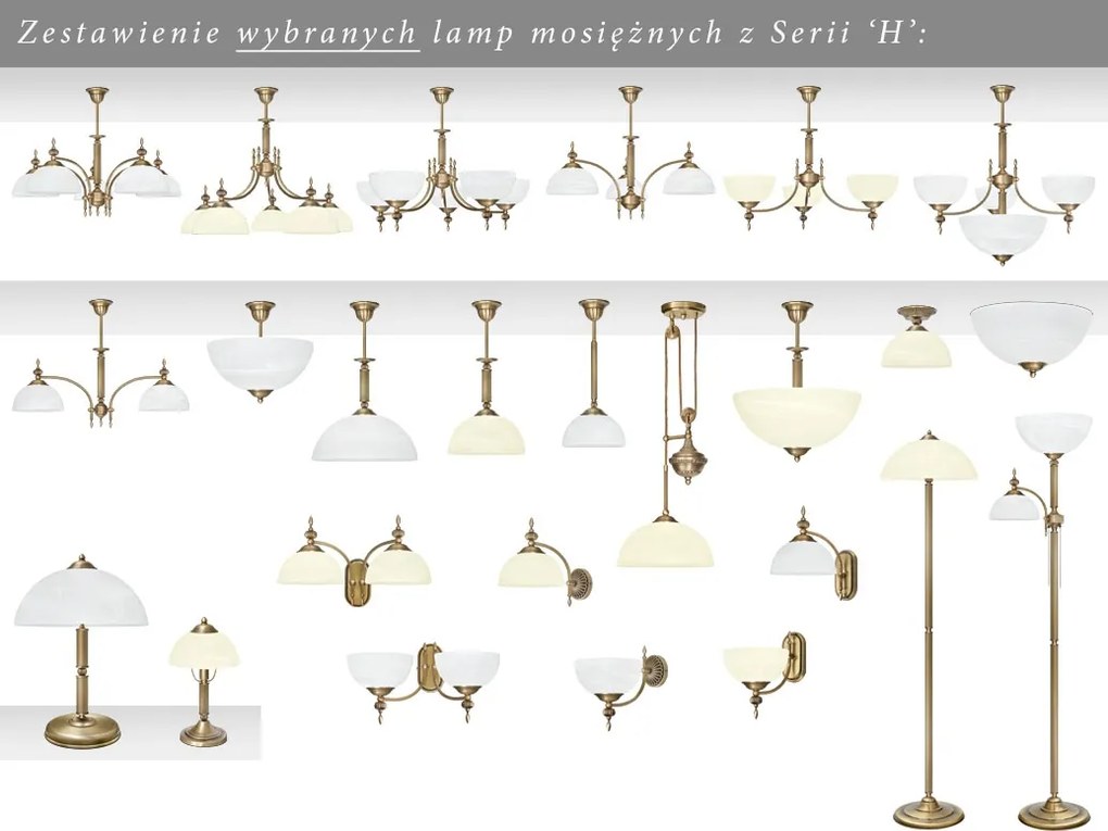 Lampa mosiężna z 1 kloszem H-S1