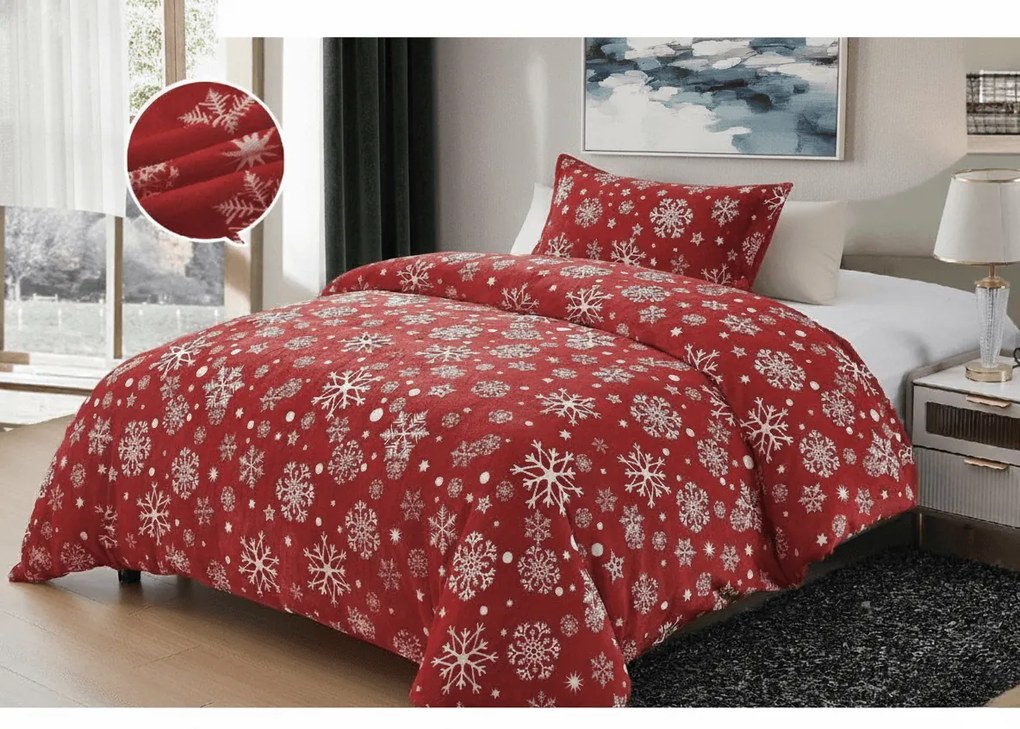 PrzytulneMieszkanie.pl PrzytulneMieszkanie.pl Pościel z mikropluszu SNOWFALL VELVET czerwona Rozmiar pościeli: 70 x 90 cm | 140 x 200 cm