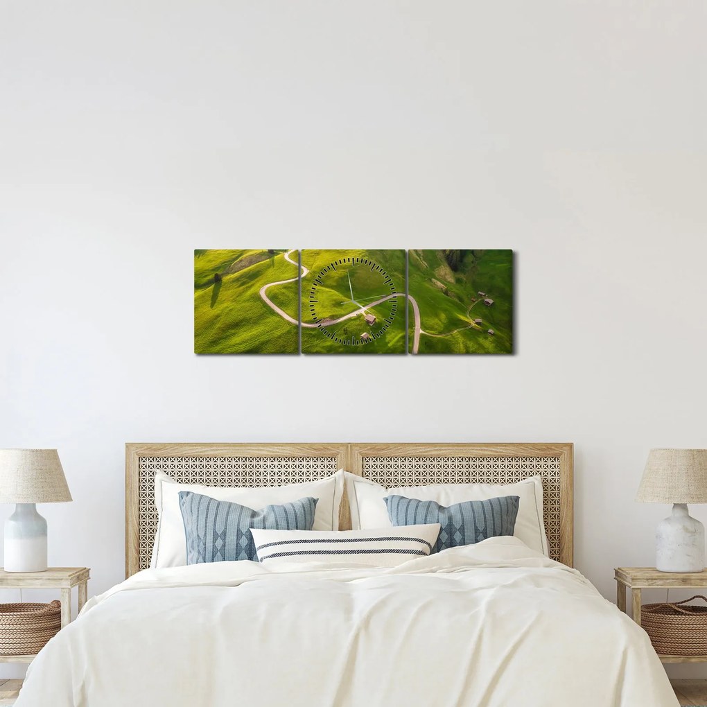 Obraz - Plateau Meadow (z zegarem) (90x30 cm)