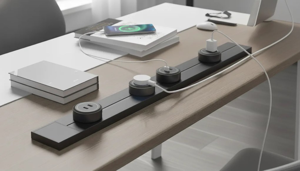 Gniazdo USB-A + USB-C do listew zasilających, czarne