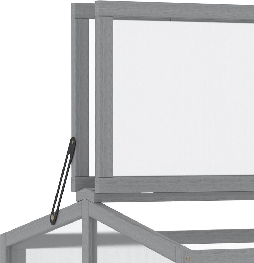 Outsunny Szklarnia Ogrodowa z Drewna i Poliwęglanu Jasnoszara Odporna na Pogodę 90x80x58cm | Aosom PL