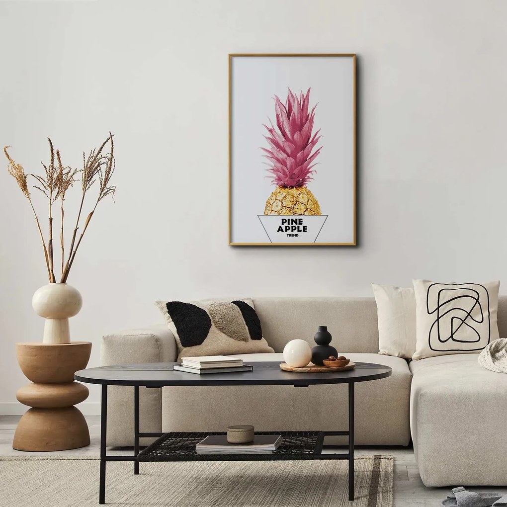 Plakat złotą ananas 21x30 cm z ramą złotą bez marginesu ARTGEIST B