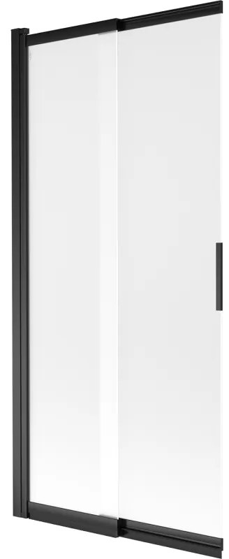 Mexen Fox parawan nawannowy 2-skrzydłowy przesuwny 85 x 150 cm, szron, czarny - 891-085-002-70-30