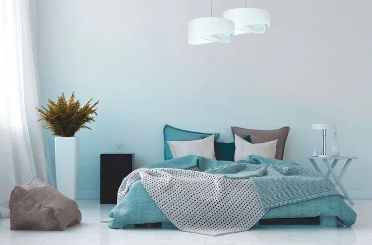 Biało-niebieska lampa wisząca z abażurem T4-A35