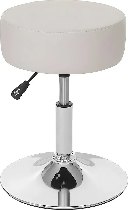 Taboret MCW-C22, taboret do makijażu, imitacja skóry, kremowy