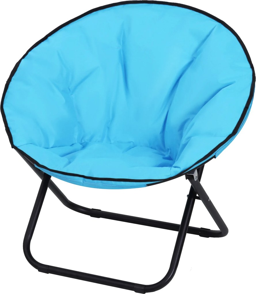 Outsunny Krzesło Składane Kempingowe Ogrodowe Metal Tkanina Oxford Niebieskie 80x80x75cm | Aosom PL