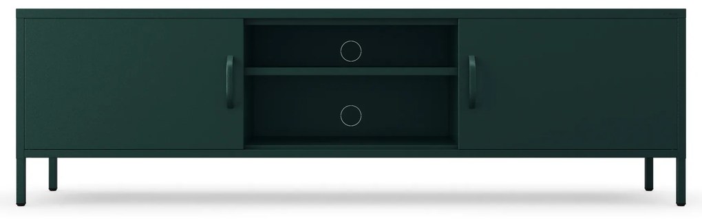 Szafka RTV metalowa szeroka XL na nóżkach butelkowa zieleń, 1700x400x500 mm: ROSARIA