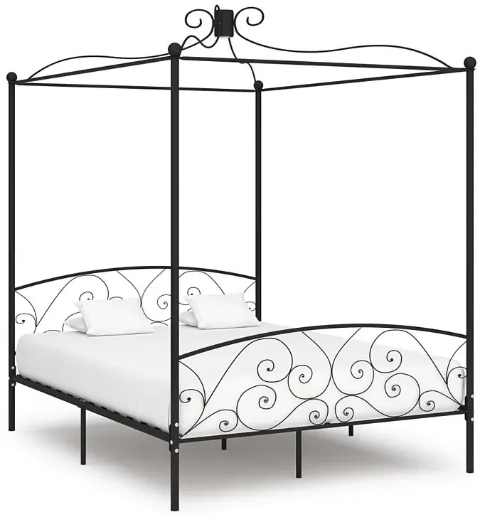 Czarne metalowe łóżko z baldachimem 120x200 cm B0-B23
