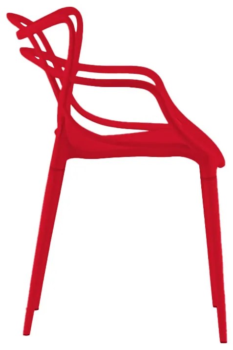 Zestaw 4 czerwonych plastikowych krzeseł KATO