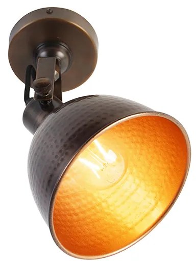 Industrialna lampa ścienna brązowa z miedzianym elementem regulacyjnym - LikoPrzemysłowy Oswietlenie wewnetrzne