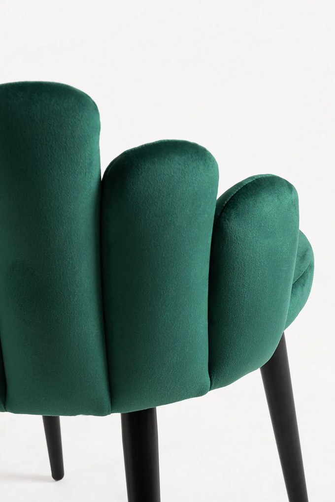 Zestaw 4 Krzese Hand Aksamitne Czarne Nogi