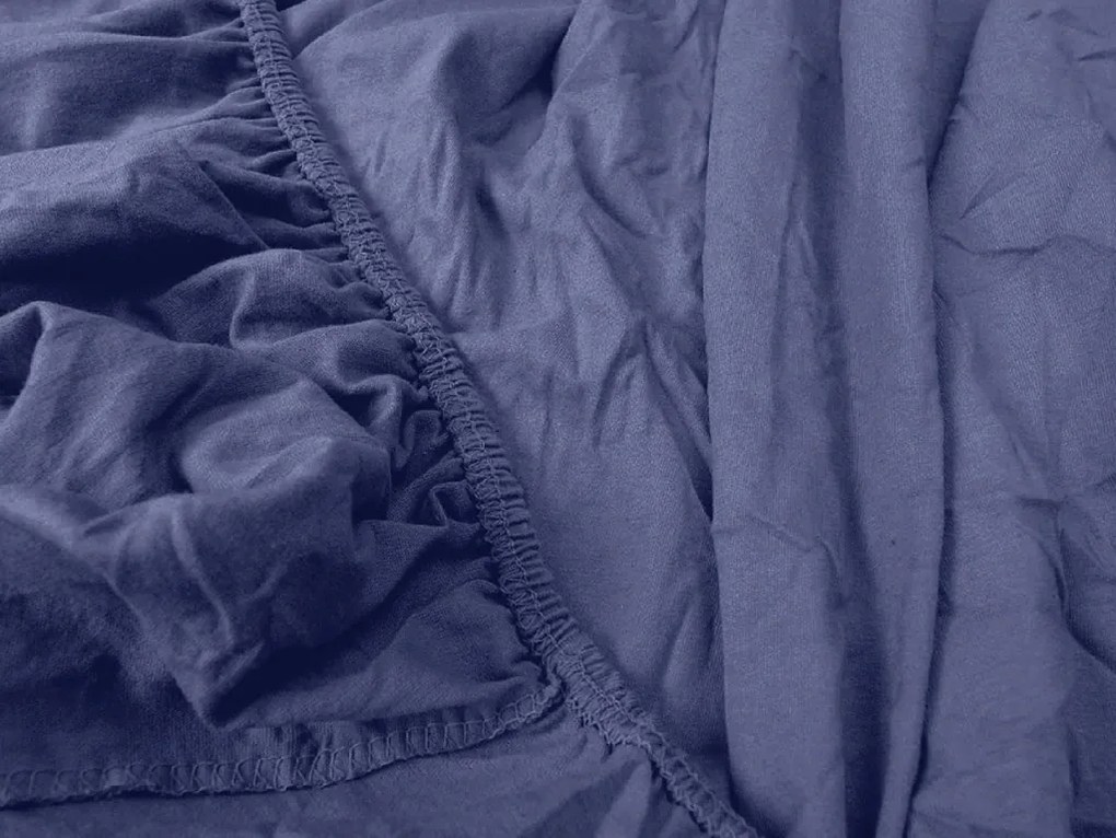 PrzytulneMieszkanie.pl Prześcieradło jersey HIGHFIT ciemnoniebieskie 90 x 200 cm