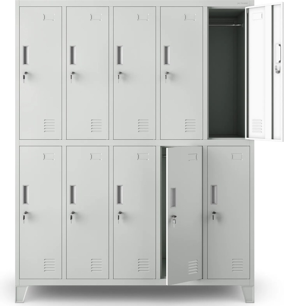 Metalowa szatnia 10-skrytkowa Bartek 136x45x172 cm szara