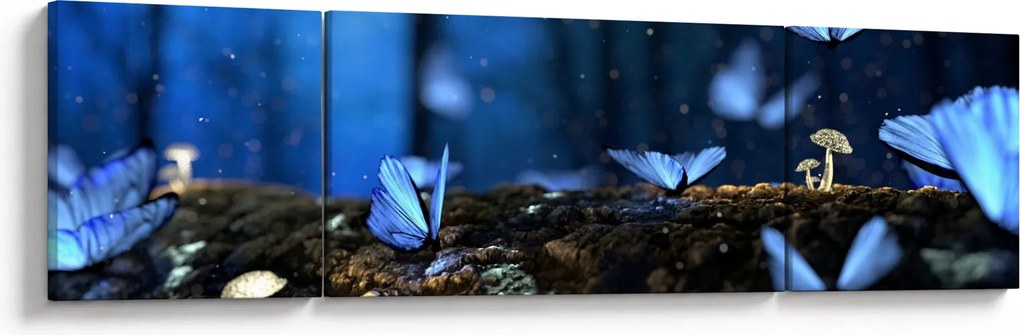 Obraz niebieskich motyli (170x50 cm)