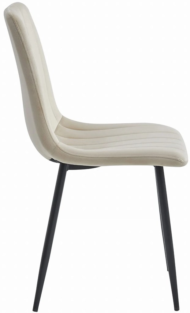 PROMOCJA Beżowe aksamitne krzesło LAVA z czarnymi nogami II. jakość