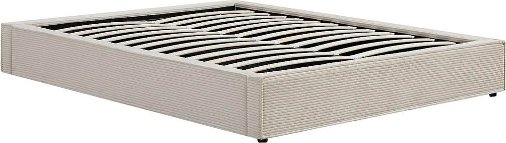 Stelaż ze skrzynią pod materac 180 x 200 cm z sztruksu - Kremowy - KARESO od YSMÉE