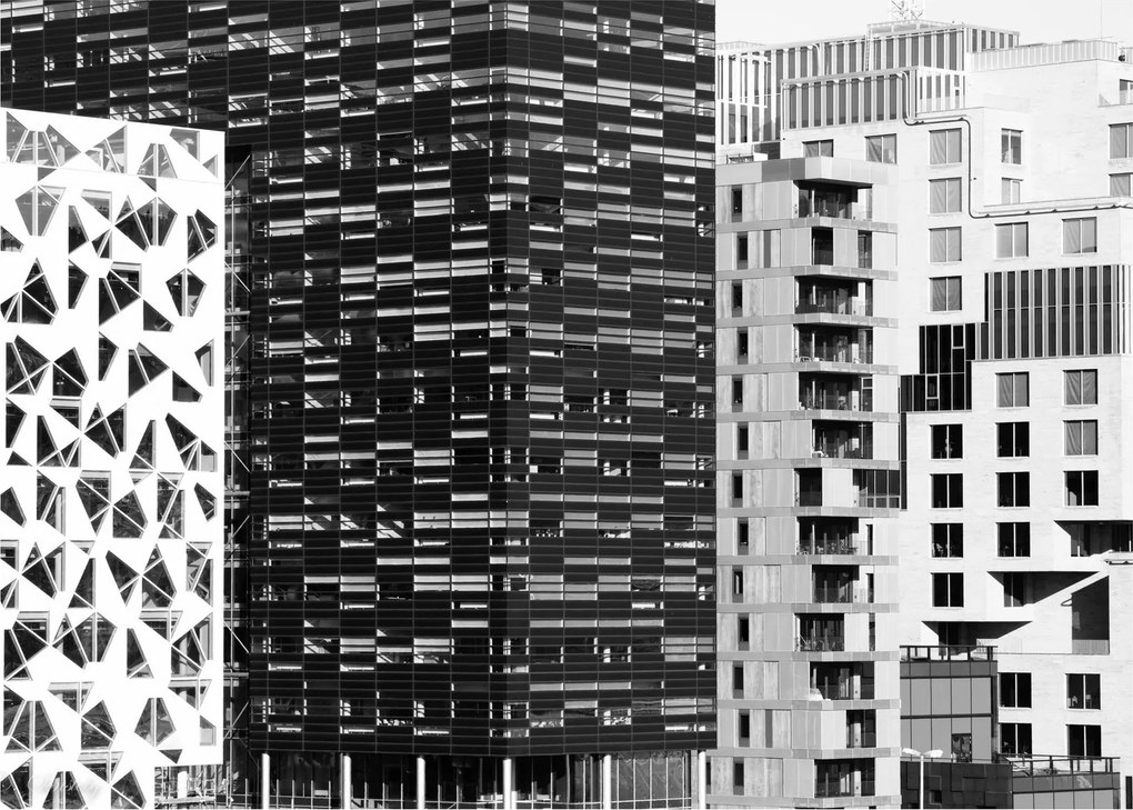 Obraz na szkle architektury czarno-białej (70x50 cm)