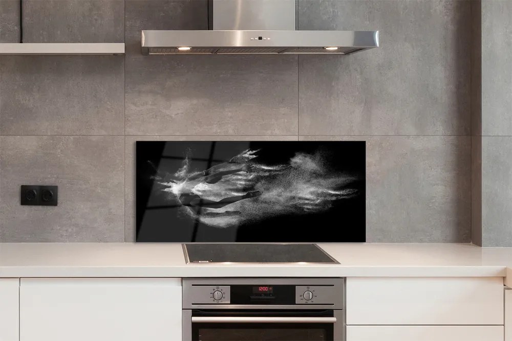 Panel szklany do Kuchni Baletnica w Dymie na Szarym Tle