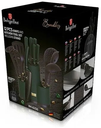 Berlinger Haus 12-częściowy zestaw akcesoriów kuchennych w stojaku Emerald Collection