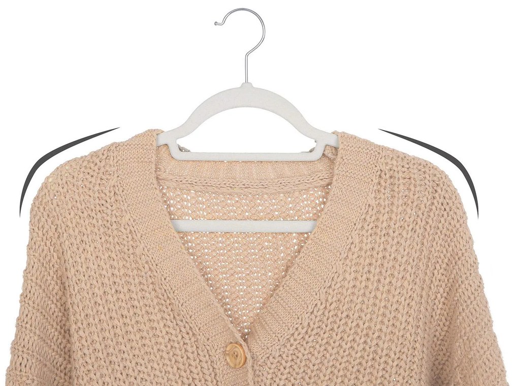 Wieszak na ubrania z białym welurem, 50 szt