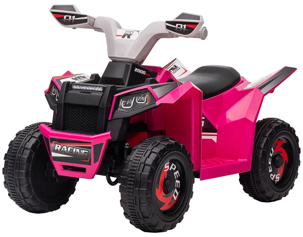 HOMCOM Elektryczny Quad dla Dzieci, 2,5 km/h, Jazda Do Przodu i Do Tyłu, dla Dzieci 18-36 Miesięcy, Różowy
