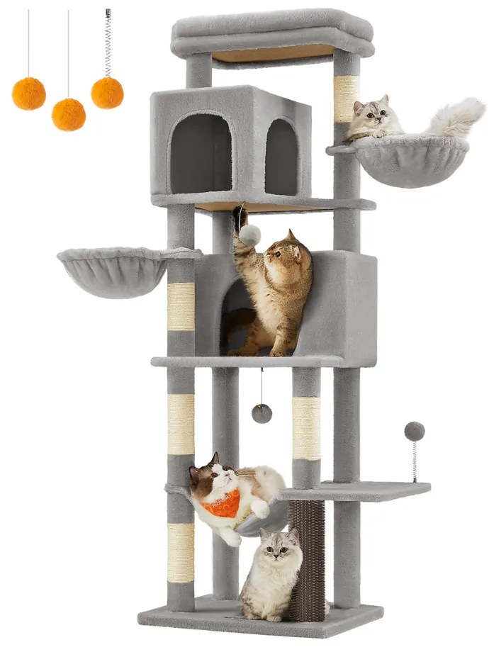 Drapak dla kota TRISTAN, 57x45x175 cm, szare Feandrea