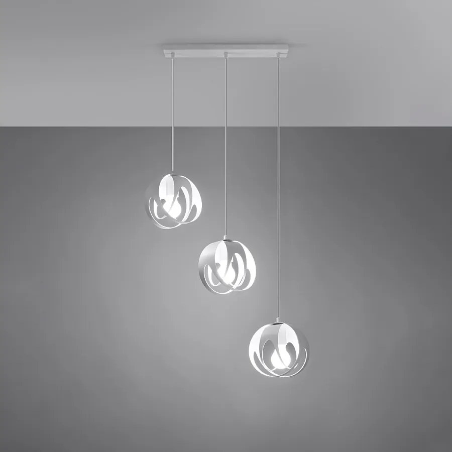 Lampy wiszące nowoczesny Brive, stal - 3 źródło światła 3000K - L.50 x H.117 cm - biały