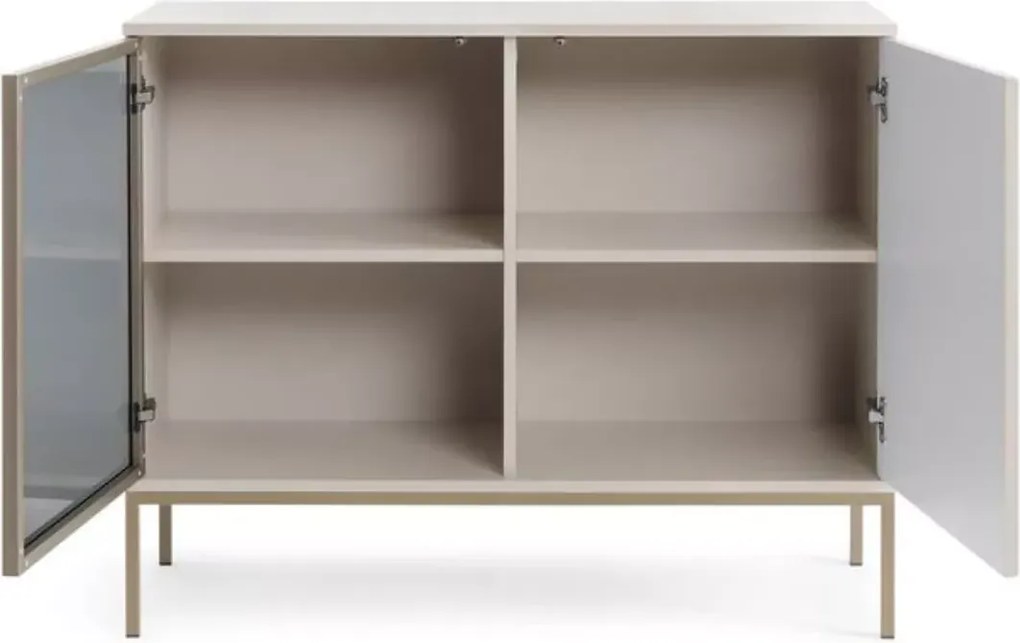 Komoda witryna Shark K104 LED nowoczesna loft szafka do salonu jadalni kaszmir czarna dąb wotan z oświetleniem LED push to open