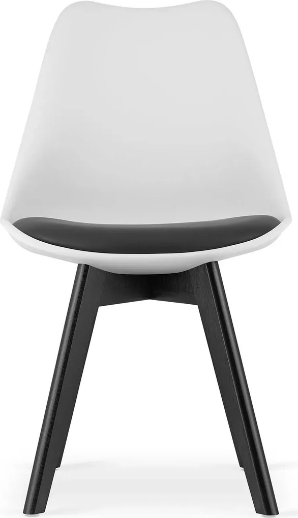 Zestaw białych krzeseł skandynawskich z czarną poduszką 4 szt. - Ares 4S
