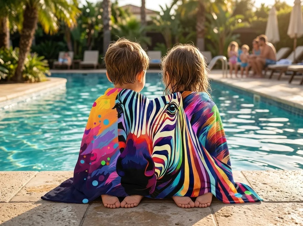Ręcznik plażowy XL szybkoschnący ZEBRINA kolorowy 100 x 180 cm, 100% mikrofibra