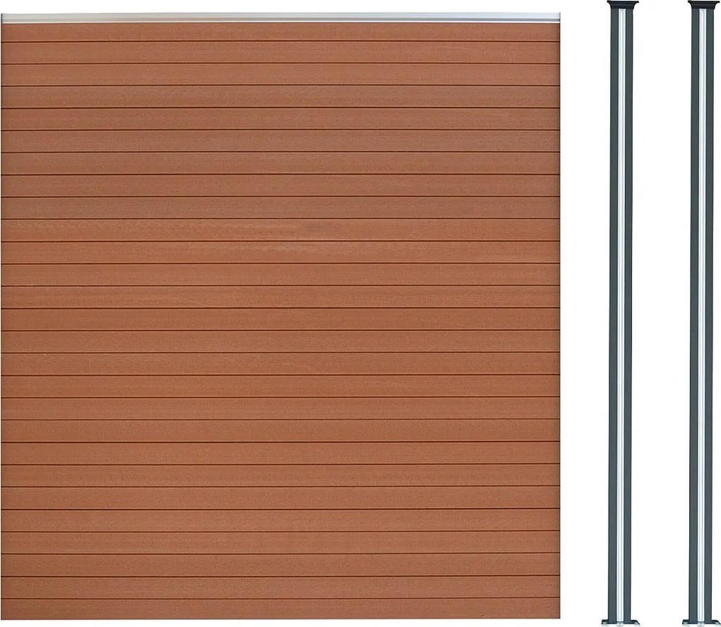 Panel ogrodzeniowy kompozytowy i słupki LED 6 stóp x 6 stóp - brązowy