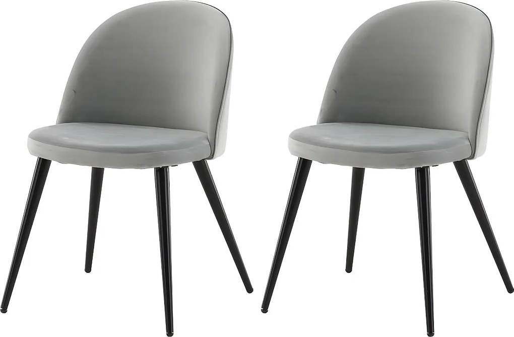 Zestaw 2 krzeseł jadalnianych z czarnego i szarego aksamitu z metalowymi nogami pokrytymi proszkowo