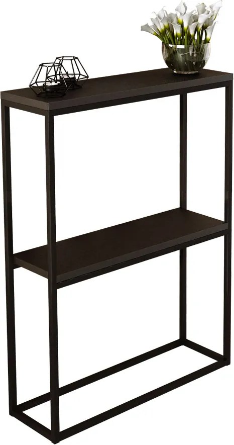 Czarna konsola loft z metalowym stelażem E2-E84