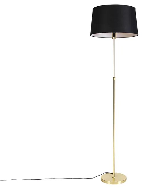 Lampa stojąca złota/mosiężna z czarnym abażurem lnianym 45 cm - Parte