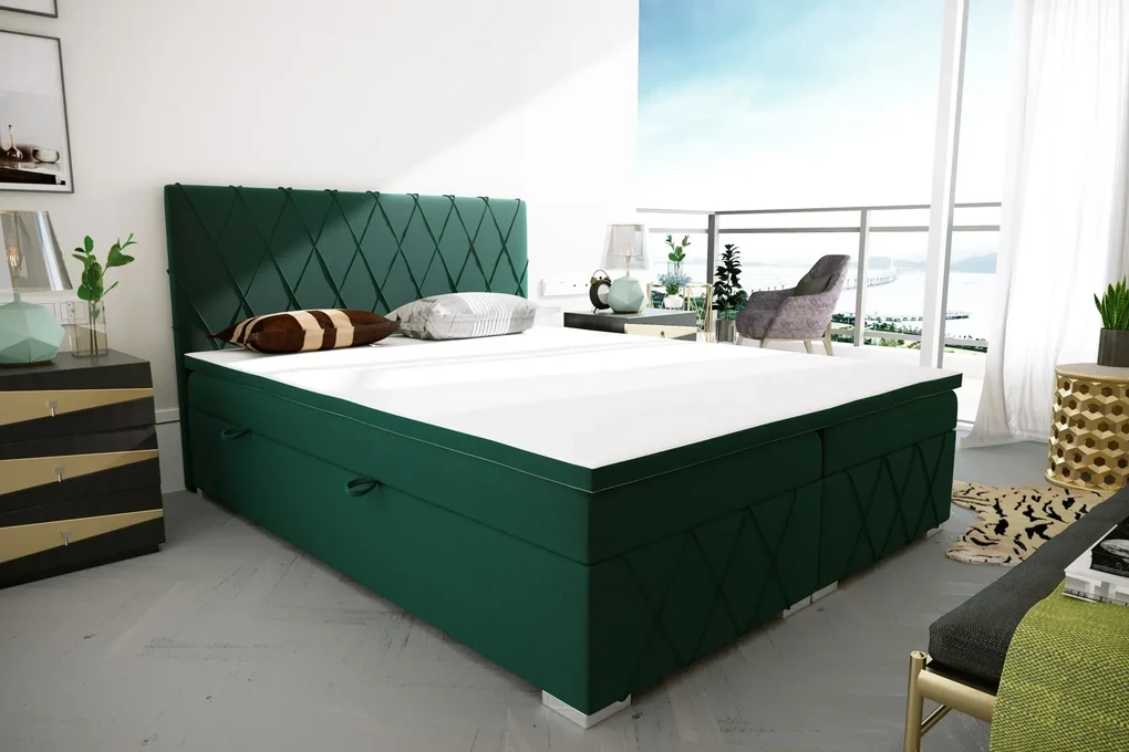 Łóżko kontynentalne AVELA 2 160x200 zielone velvet LAVERTO