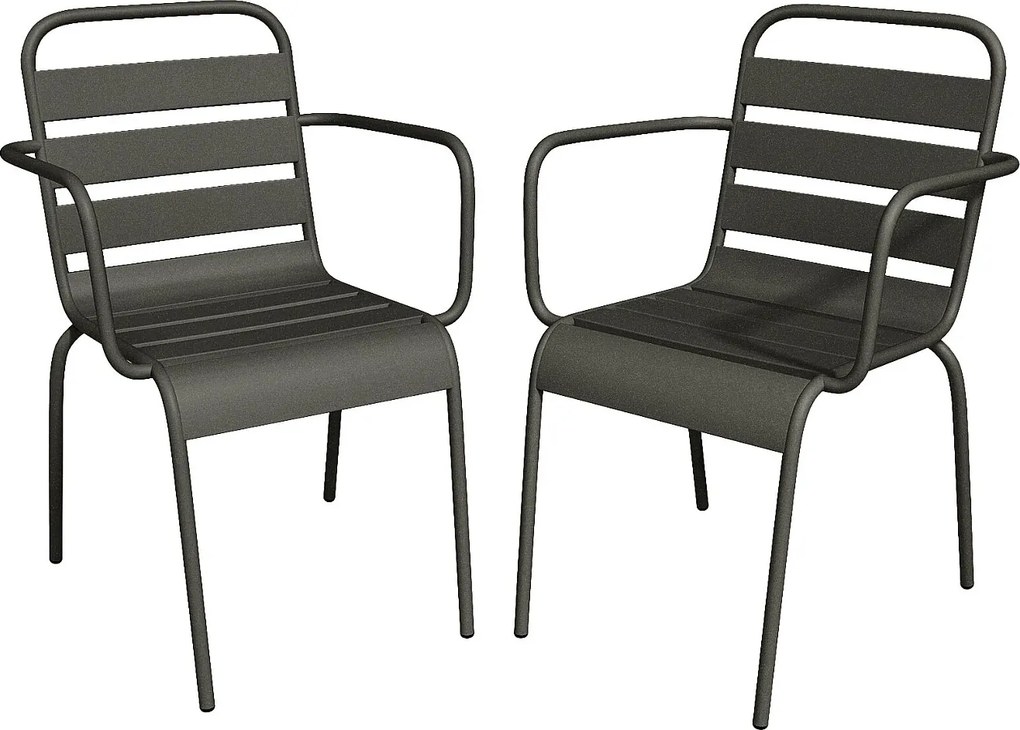 Zestaw 2 metalowych foteli ogrodowych ustawianych w stosy - Ciemnoszary - MIRMANDE
